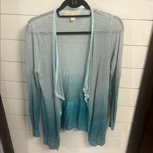 Michael Kors Light Blue and White Knit Cardigan